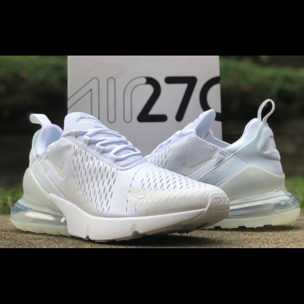 Nike Air Max 270 Triple White Running Shoes New
